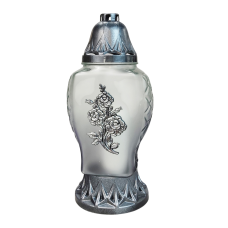 Лампадка скляна середня із квітковою аплікацією Dubaj D 33 год графіт