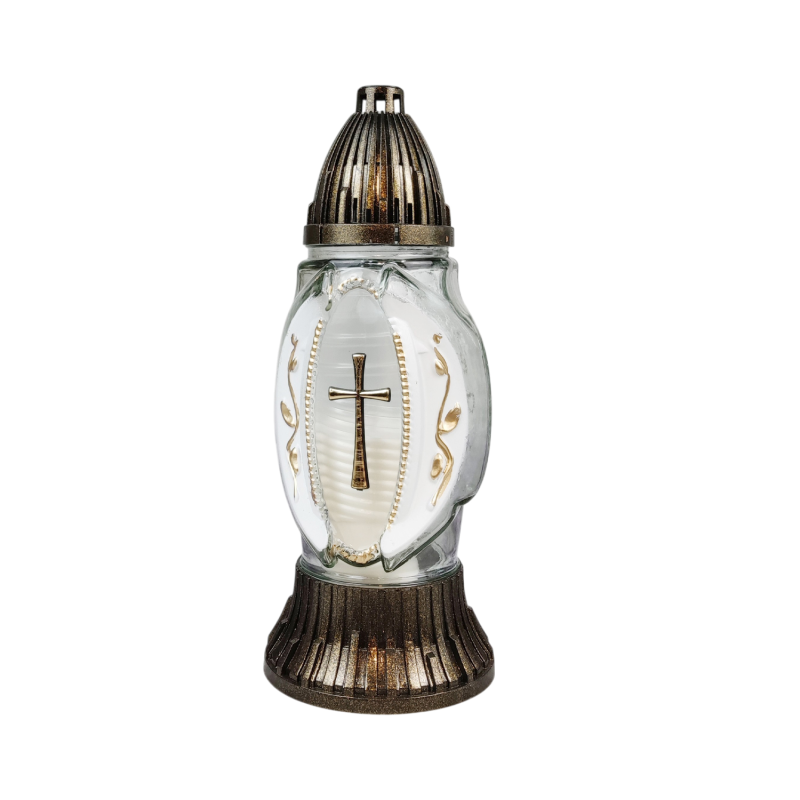 Лампадка середня скляна з хрестом LC1 20год