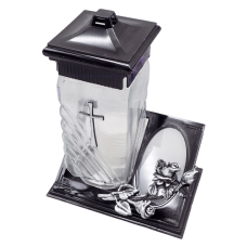 Лампадка скляна середня золота троянда LC222 tabliczka 20год