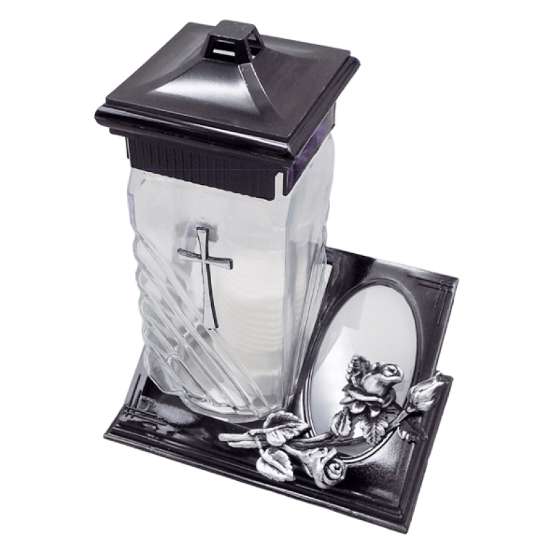 Лампадка скляна середня золота троянда LC222 tabliczka 20год