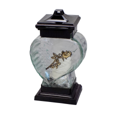 Лампадка скляна серце золотиста троянда LC6 20ч