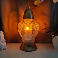 Лампадка скляна у формі серця морожене скло 26 см LM S1