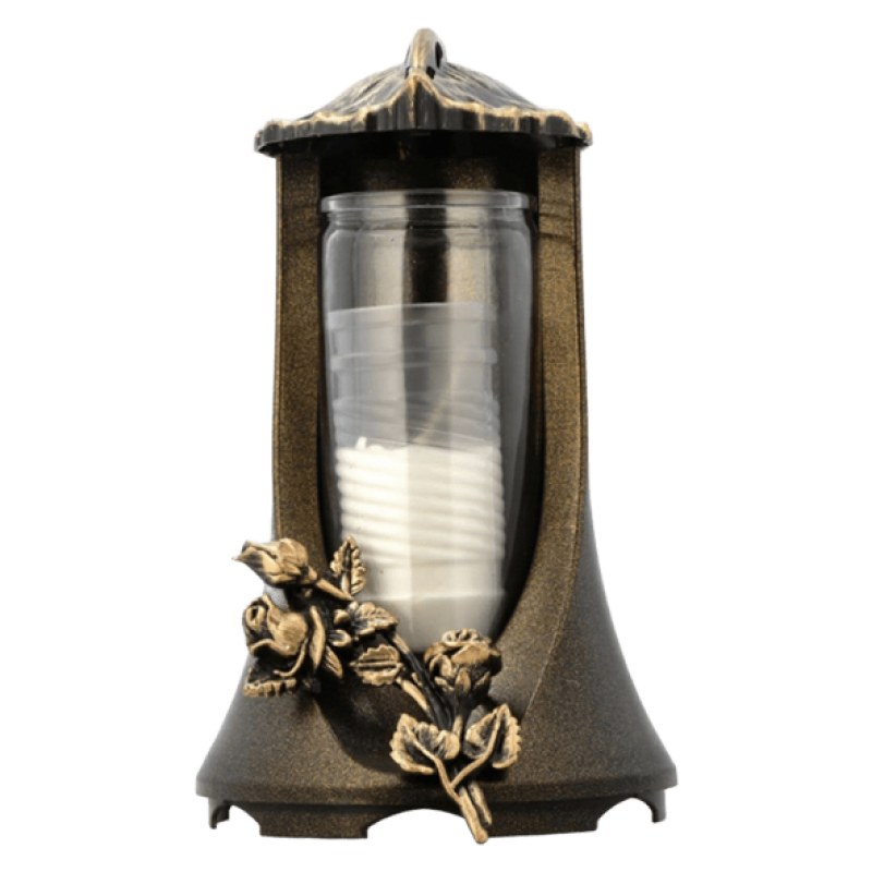 Лампадка середня з трояндою LP Lampa lisc 14год Бронзова