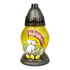 Лампадка скляна великодня аплікація з кроликом LP02 Apl 17год