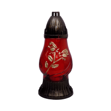 Лампадка скляна з квітковим орнаментом LP200 червона