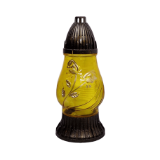 Лампадка скляна з квітковим орнаментом LP200 жовта