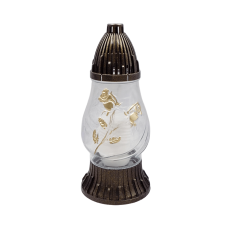 Лампадка скляна з квітковим орнаментом LP200 прозора Gold