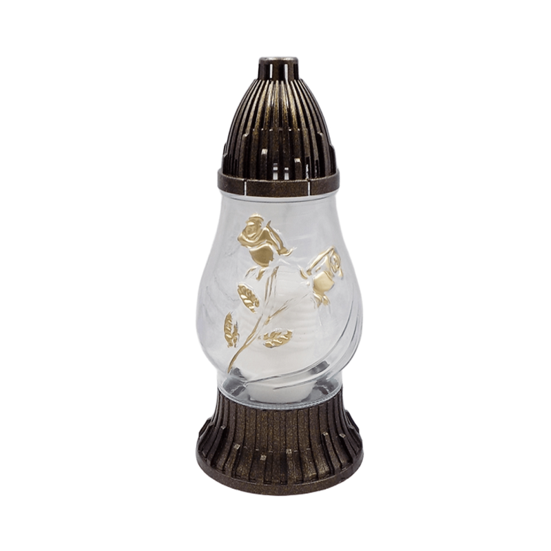 Лампадка скляна з квітковим орнаментом LP200 прозора Gold