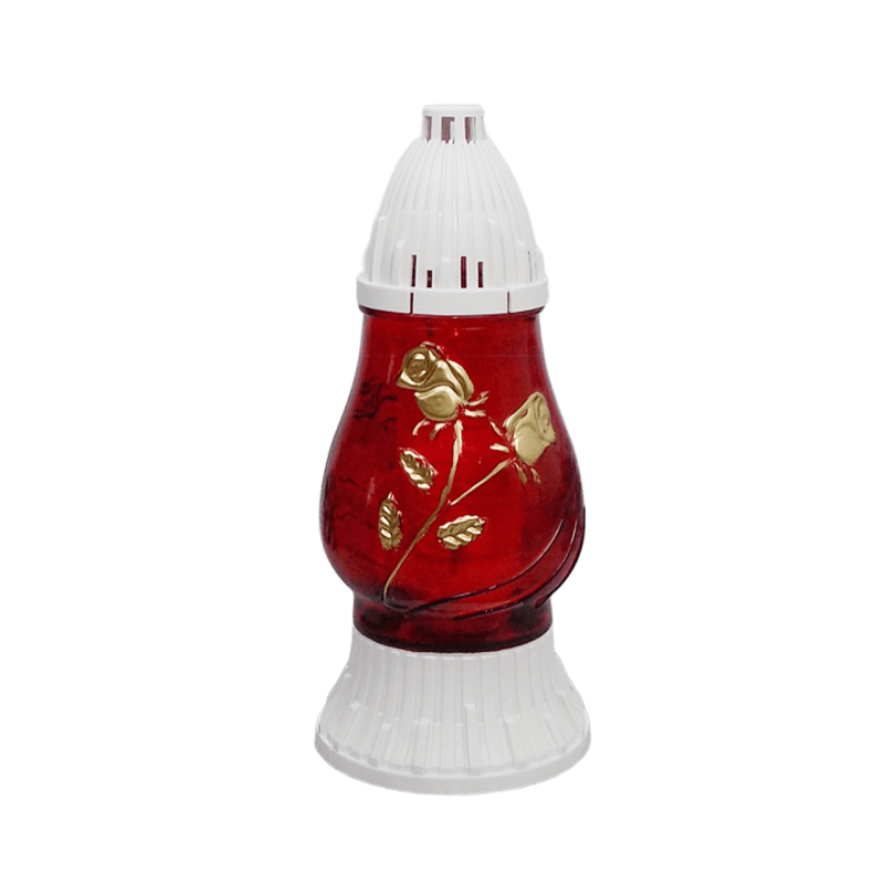 Лампадка скляна з квітковим орнаментом LP200 червоно-біла