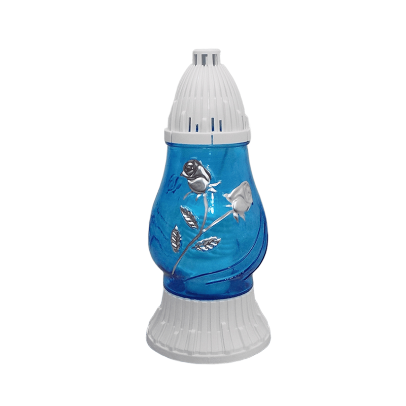 Лампадка скляна з квітковим орнаментом LP200 блакитна