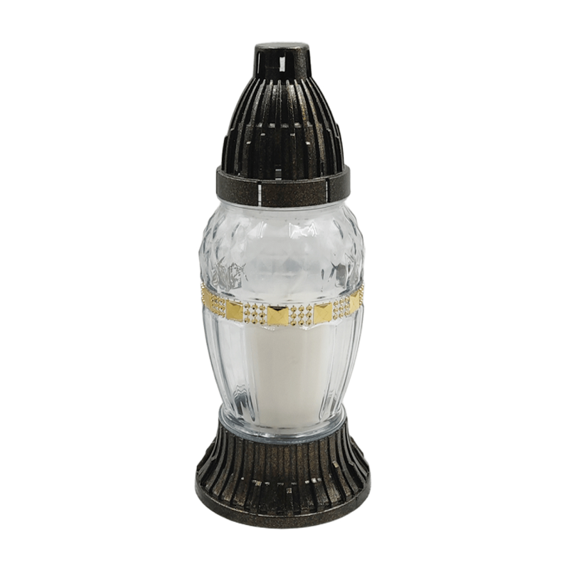 Лампадка скляна прозора з золотим декором LP30U 14год