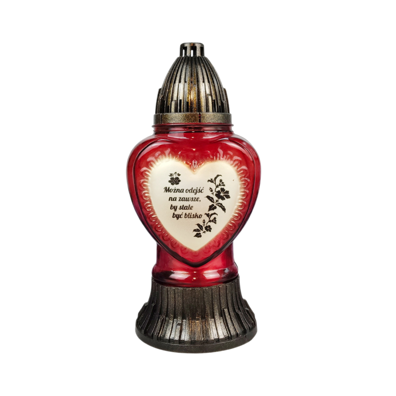 Лампадка скляна серце з написом мала LP925 Tampodruk 20год