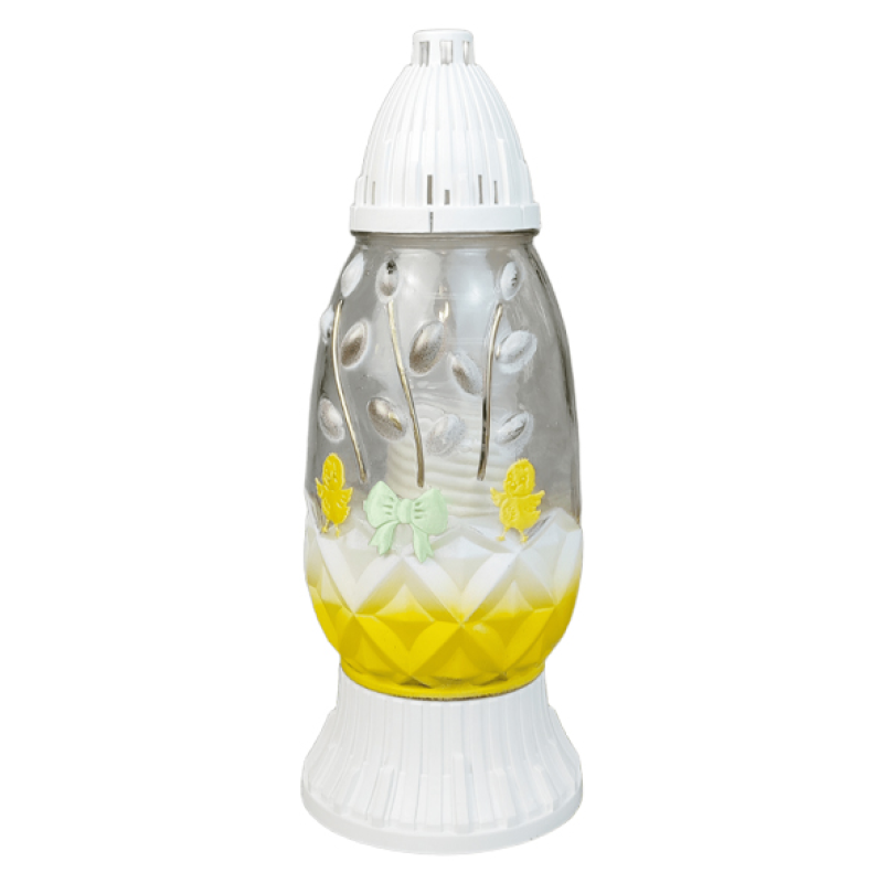 Лампадка середня скляна великодня з вербою LPJ4U Ozdoba 33 год жовта