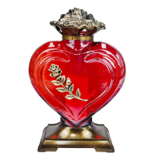 Лампадка скляна велика серце червона з золотистою трояндою Serce Ornament  45год
