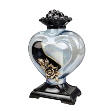 Лампадка скляна велика прозора із золотистою аплікацією Serce Ornament 45год