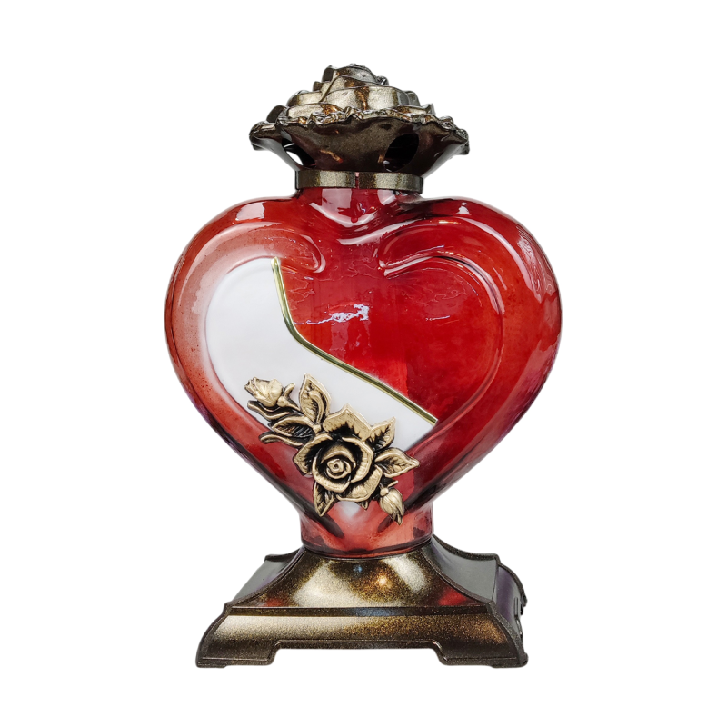 Лампадка скляна велика червона з аплікацією Serce Ornament 45год