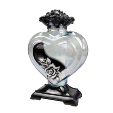 Лампадка скляна велика прозора зі сріблястою аплікацією Serce Ornament 45год