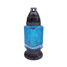 Лампадка скляна із серцем блакитна T31U 14год