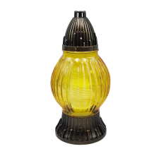 Лампадка скляна середня рельєфна LP492 жовта