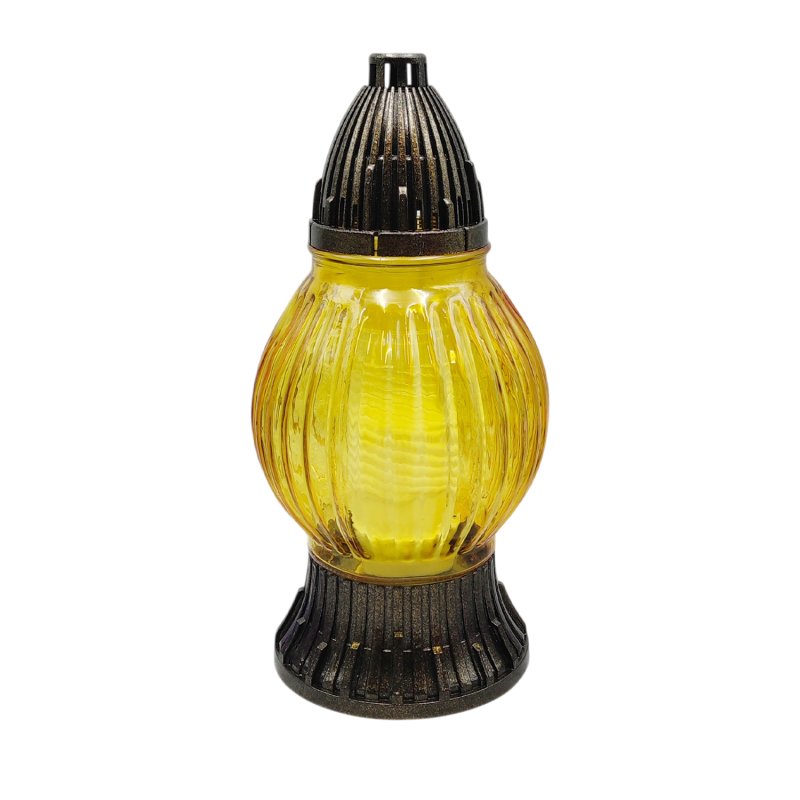 Лампадка скляна середня рельєфна LP492 жовта