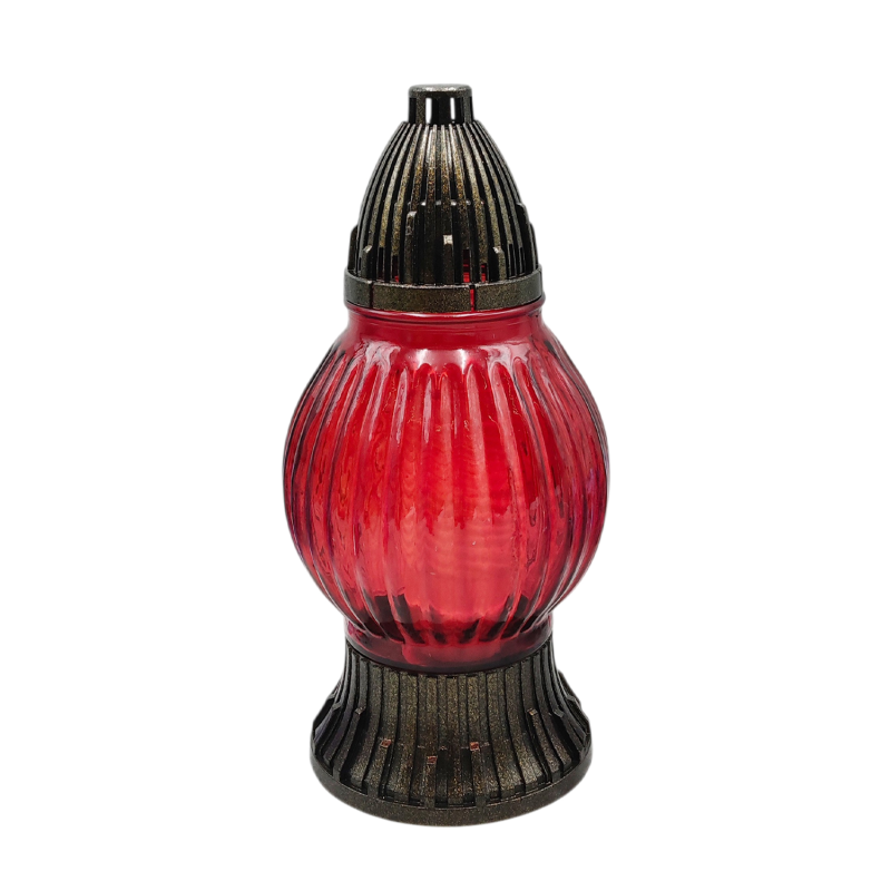 Лампадка скляна середня рельєфна LP492 Червона 20год