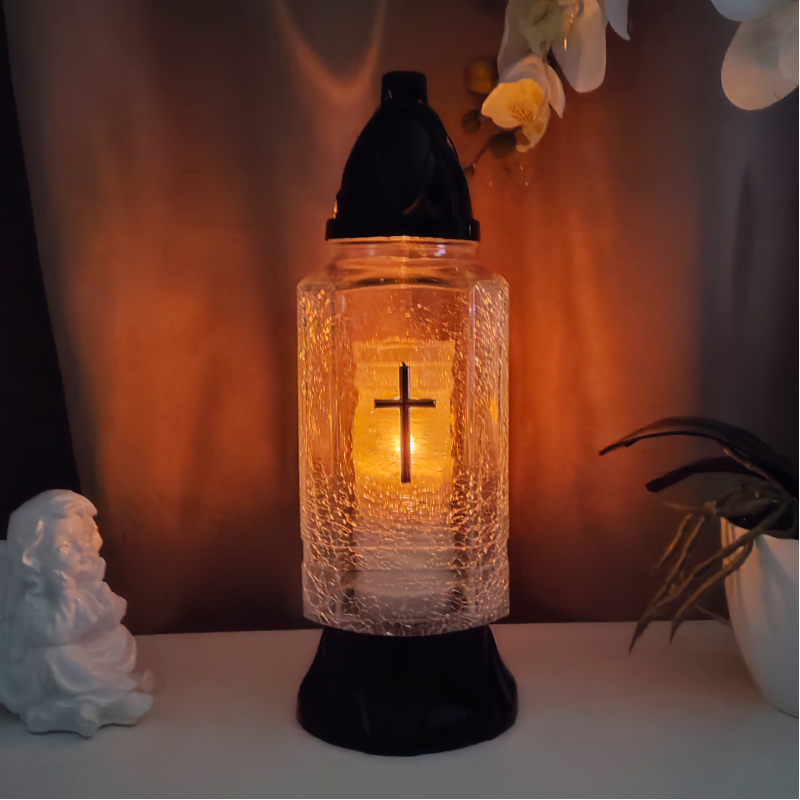 Лампадка скляна середня морожене скло 31см LM Kwadrat