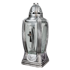 Лампадка меморіальна велика скляна з хрестом 355KA Графіт