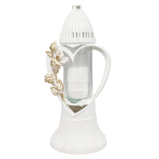 Лампадка середня Пам’ять у серці 3D біла з золотистою трояндою