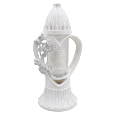 Лампадка середня Пам’ять у серці 3D біла зі сріблястою трояндою