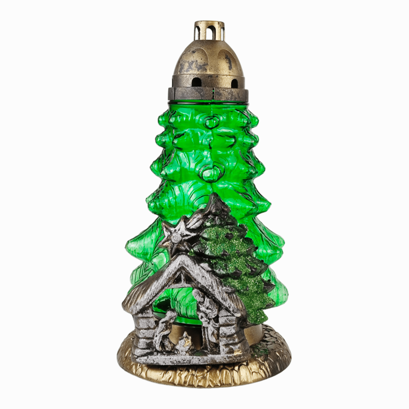 Лампадка ялинка скляна Різдвяне Світло велика 35см CH-08