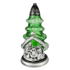 Лампадка велика різдвяна ялинка з Вертепом CHT-12 срібляста аплікація