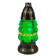Лампадка ялинка зелена з декоративною золотою стрічкою CH-1 Циркон