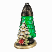 Лампадка новорічна скляна Святкова ялинка середня CH-2 24см