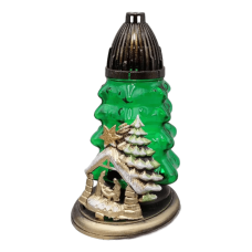 Лампадка новорічна скляна ялинка середня Світло Вифлеєму CH-2 24см