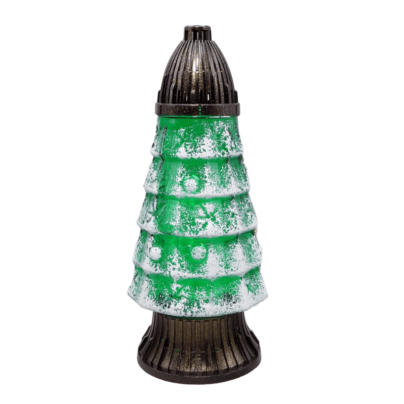 Лампадка скляна ялинка з інеєм CH-2Mal 26см