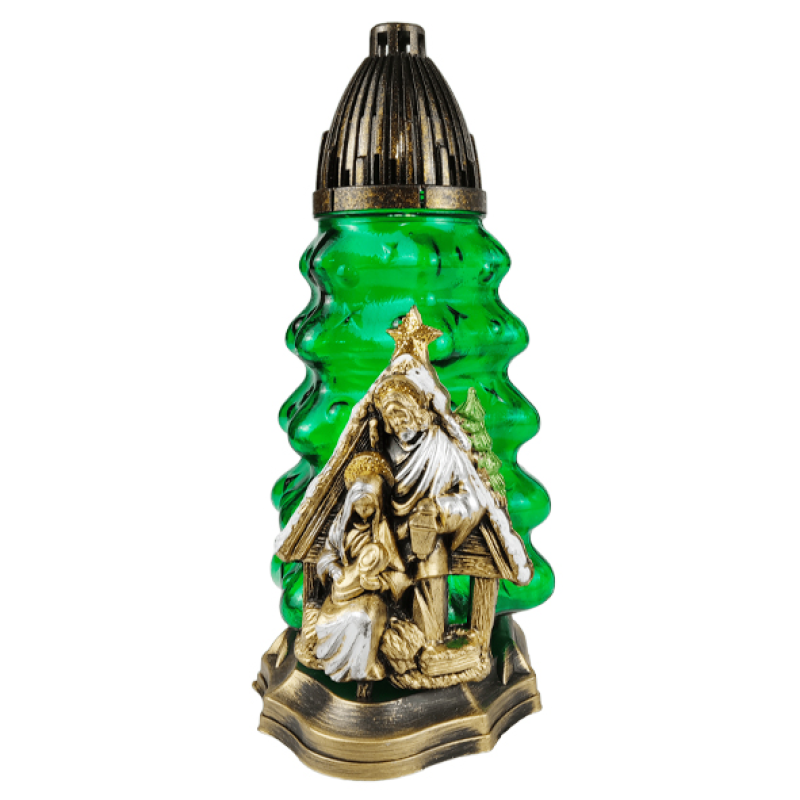 Лампадка ялинка “Різдвяний Вертеп” скляна 30см CH-3 Apl