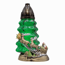 Лампадка скляна новорічна ялинка з аплікацією Різдвяні Олені CH-3Apl 28см