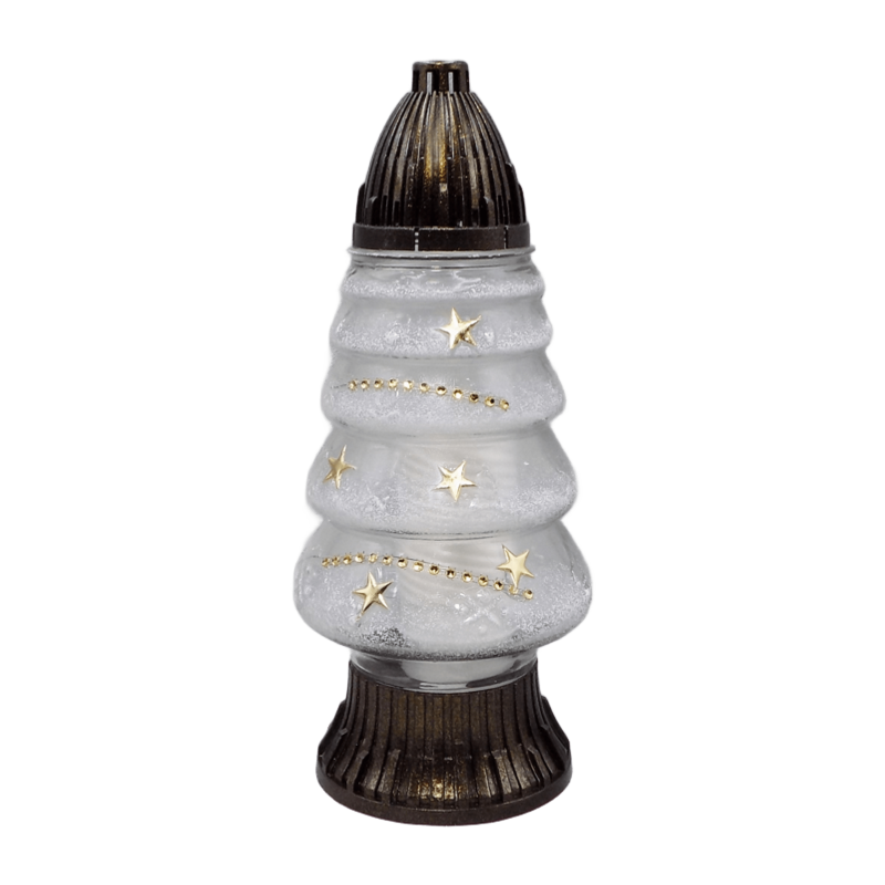 Лампадка новорічна скляна Срібна Зима CH-4 Діамант 33см