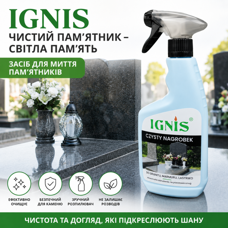 Засіб для миття пам'ятників та надгробків Czysty Nagrobek Ignis 500ml