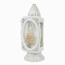 Лампадка середня капличка біла Різдвяна Ялинка золотиста 34см