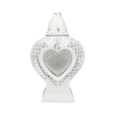 Лампадка середня біла Glamour Serce Ratan 28cm