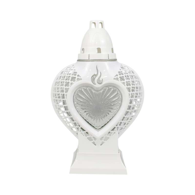 Лампадка середня біла Glamour Serce Ratan 28cm