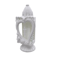 Лампадка капличка середня біла з серцем Glass Art 33год