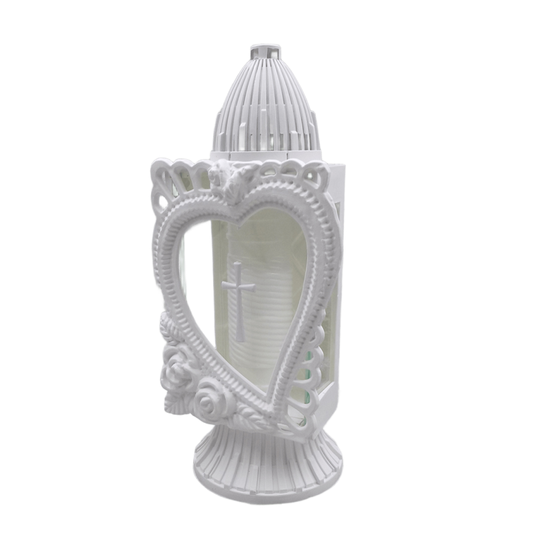 Лампадка капличка середня біла з серцем Glass Art 33год