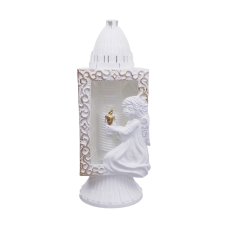 Лампадка капличка середня біла з ангелом Glass Art 33год
