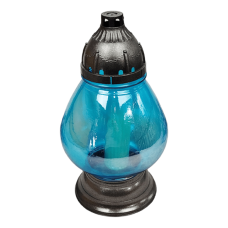 Лампадка велика скляна блакитна Koniak3 45год