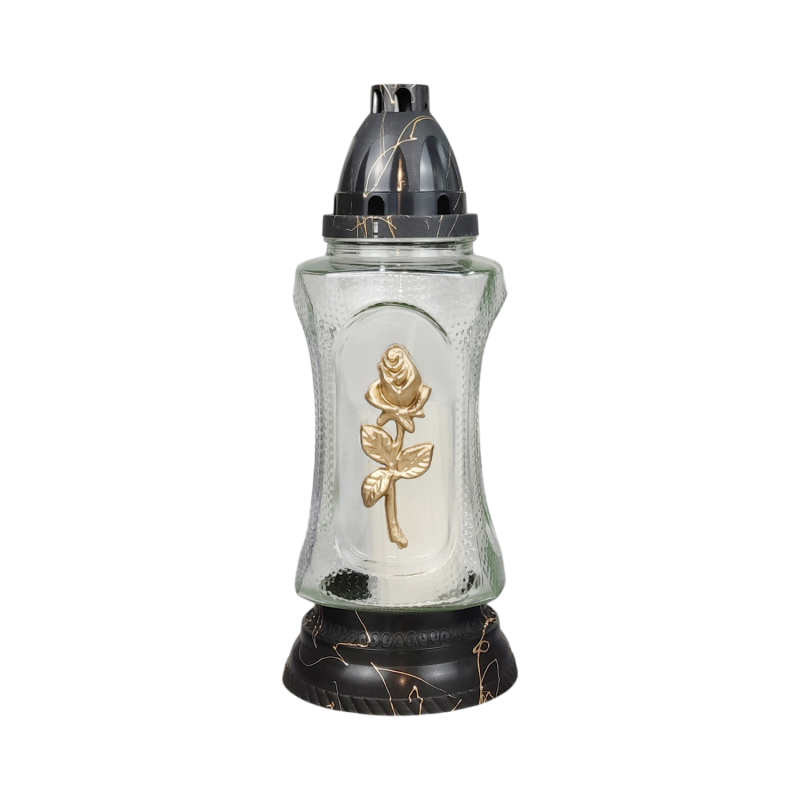 Лампадка скляна з трояндою середня  L304 20год