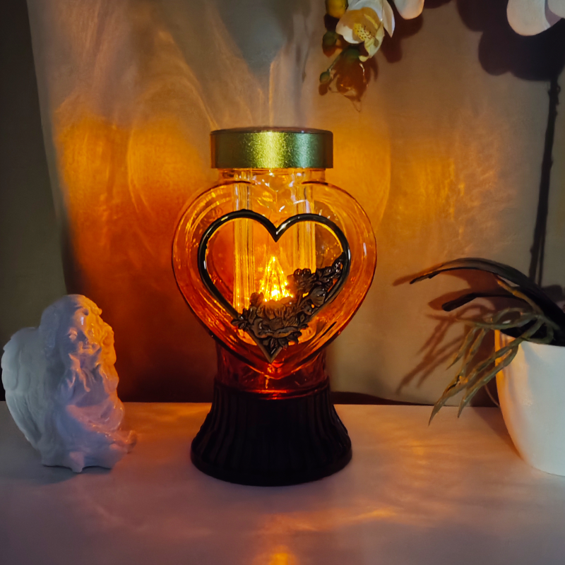 Лампадка серце на сонячній батареї LP119 Solar Gold Granat