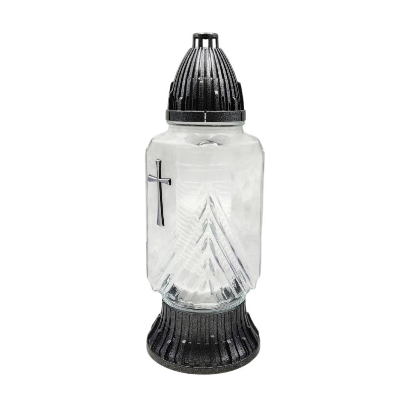 Лампадка скляна середня прозора квадратна LP222  33год