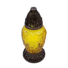 Лампадка скляна середня ребриста жовта LP48 20год